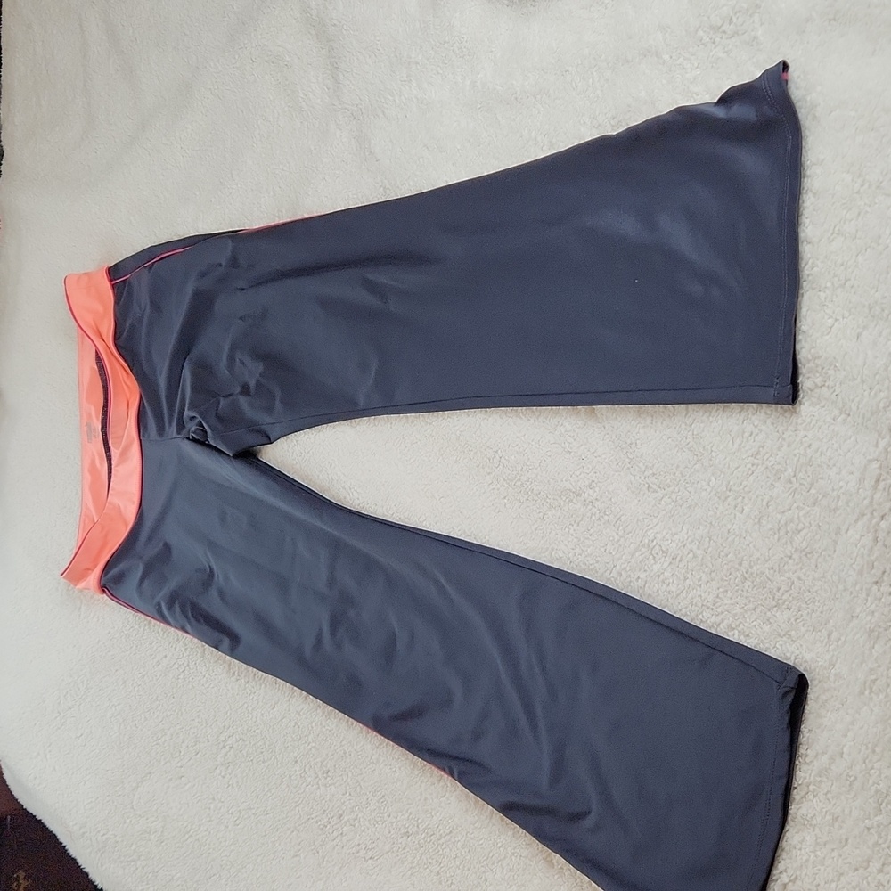Old Navy leggings pants workout athleisure gray peach orange pink pocket size L